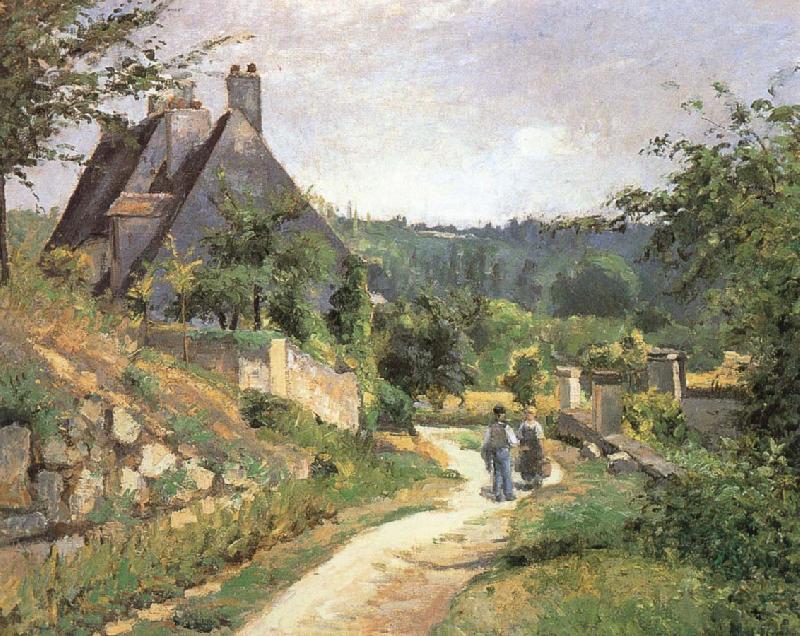 Camille Pissarro Chat in a small way those who oil painting image